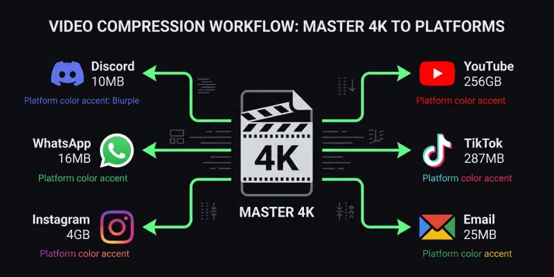 Video compression workflow from master 4K file to multiple platforms