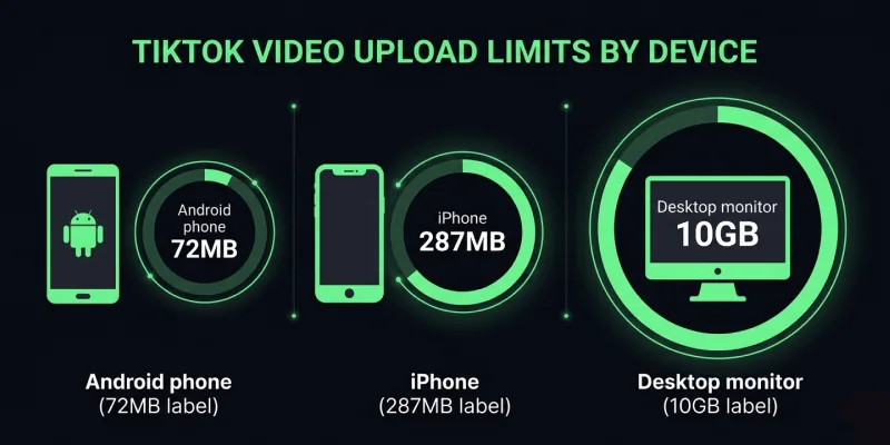 TikTok video upload limits by device Android iOS Desktop